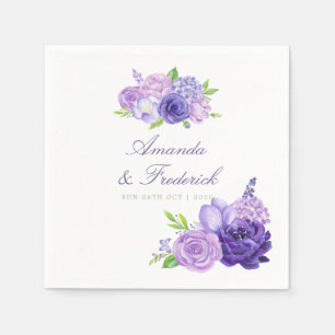 Ultra-Violet-Thema Wasserfarbenblütenhochzeit Serviette