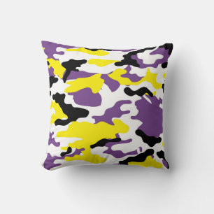 Ultra-Violet und Golden Yellow Camouflage Kissen K