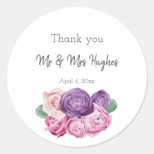 Ultra violet und rosa Roses Hochzeit danke Runder Aufkleber