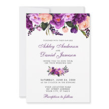 Ultra violet violet Faire-part de mariage floral V