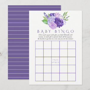 Ultra Violet Wasserfarbe Blumenbaby Dusche Bingo Einladung