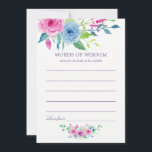 Ultra Violet Wasserfarbe Blumenbridal Mama Beratun Hinweiskarte<br><div class="desc">Handgemalte Aquarell-Rose Brautparty-Wörter von Weisheitskarten mit der Farbe des Jahres 2018 ultra violett mit den Farbtönen Blau und Rosa.</div>