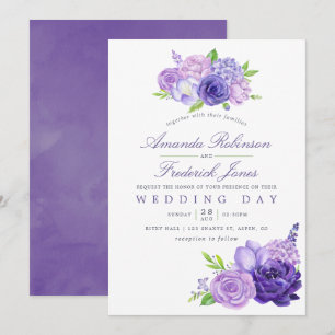 Ultra-Violet-Wasserfarben-Hochzeit - Einladung