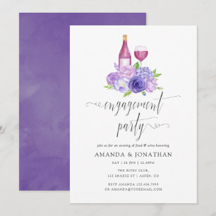 Ultra-Violett-Blumen-Verlobungsfeier-Weinprobe Einladung