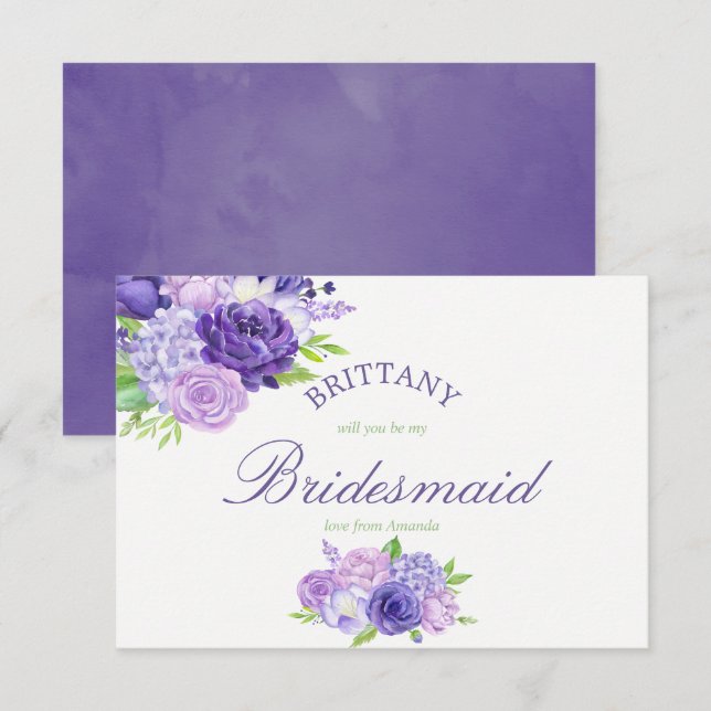 Ultra-Violett-Blüte wird meine Bridesmaid sein Einladung (Vorne/Hinten)