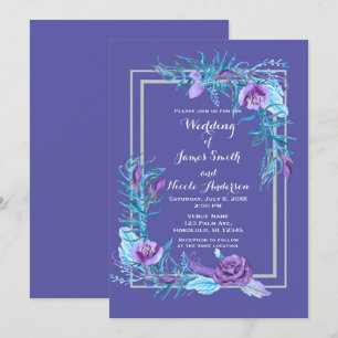 Ultra Violett Lila & Aqua Florale Chic Hochzeit Einladung