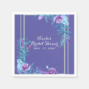 Ultra Violett Lila & Aquamarin Floral Chic Serviette