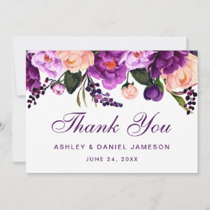 Ultra Violett Lila Florale Hochzeits-Dankeschön P Dankeskarte