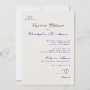Ultra Violette Elegante Kalligrafie Hochzeit Einladung