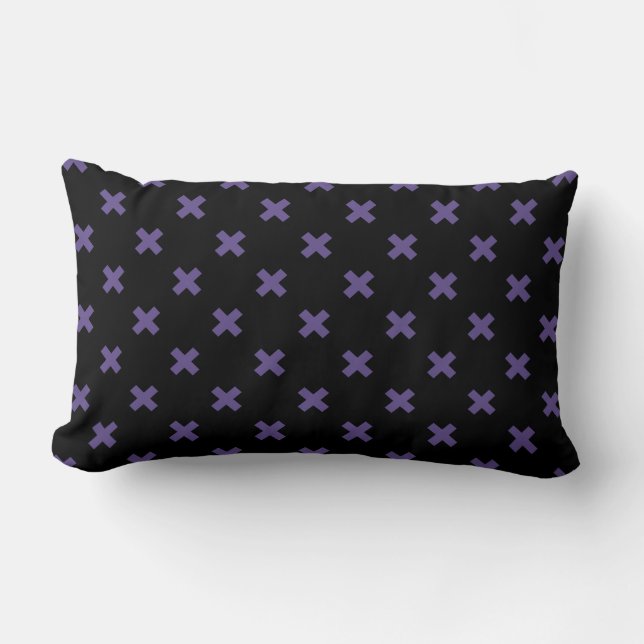 Ultra violette Kreuzstiche auf schwarz Lendenkissen (Vorderseite)
