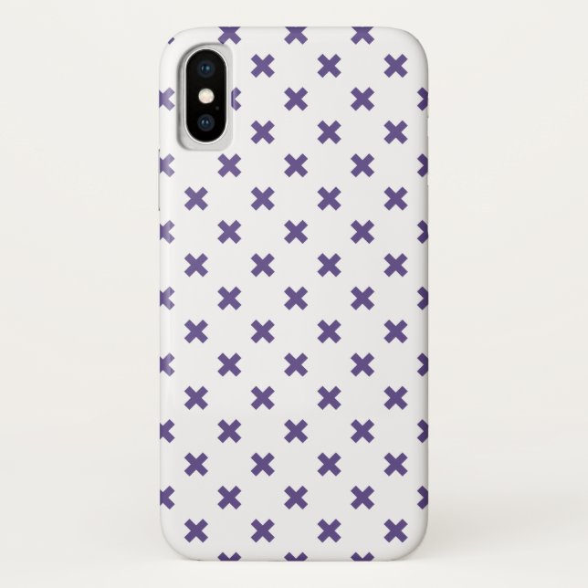 Ultra violette Kreuzstiche auf weiß Case-Mate iPhone Hülle (Rückseite)