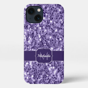 Ultra-violette lila-Glitzer-Glitzern Monogramm iPhone Hülle