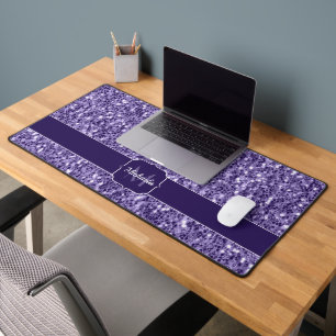 Ultra-violette lila-Glitzer-Glitzern Monogramm Schreibtischunterlage