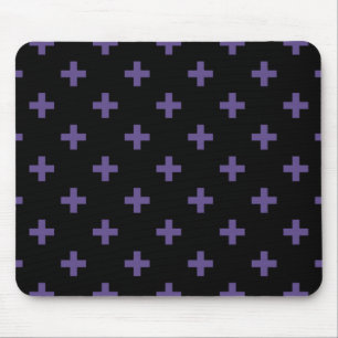 Ultra violette Polka kreuzt schwarz Mousepad