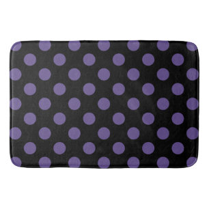 Ultra violette Polka Punkte auf schwarz Badematte
