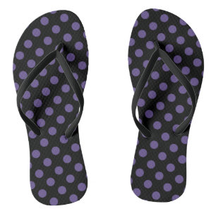 Ultra violette Polka Punkte auf schwarz Flip Flops