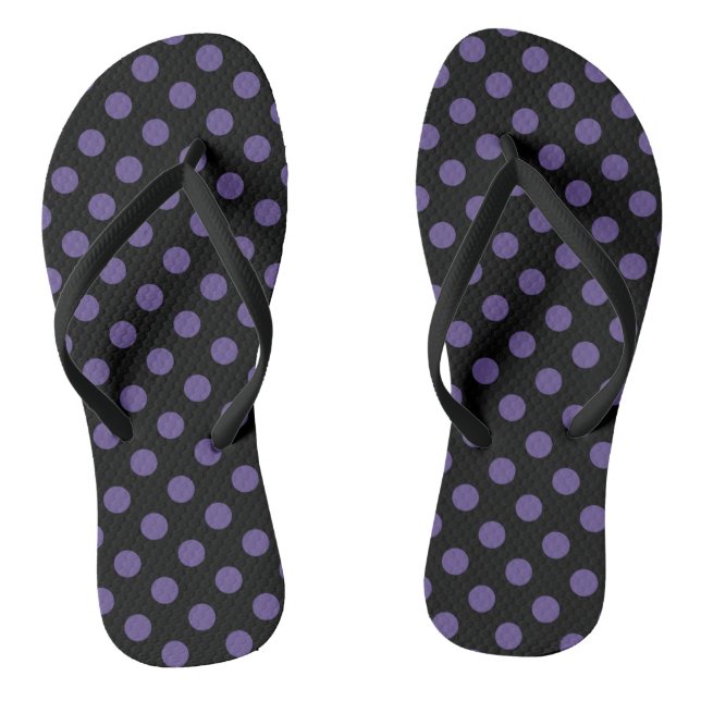 Ultra violette Polka Punkte auf schwarz Flip Flops (Fußbett)