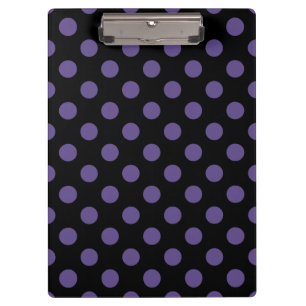 Ultra violette Polka Punkte auf schwarz Klemmbrett