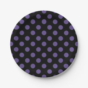Ultra violette Polka Punkte auf schwarz Pappteller
