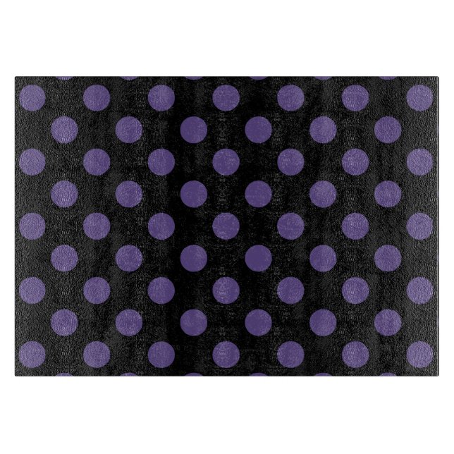 Ultra violette Polka Punkte auf schwarz Schneidebrett (Vorderseite)