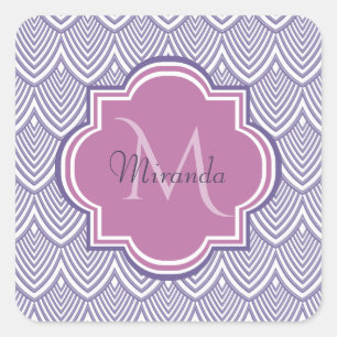 Ultra-violette Scallops Orchid Monogram Name Quadratischer Aufkleber