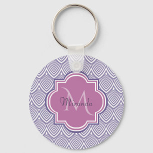 Ultra-violette Scallops Orchid Monogram Name Schlüsselanhänger