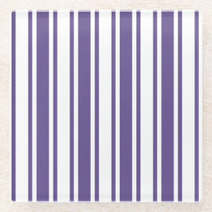 Ultra violette und weiße Candy-Streifen Glasuntersetzer