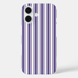 Ultra violette und weiße Candy-Streifen iPhone 16 Hülle