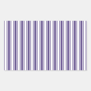 Ultra violette und weiße Candy-Streifen Rechteckiger Aufkleber