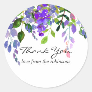 Ultra Violette Wasserfarben-Blumenhochzeit Runder Aufkleber