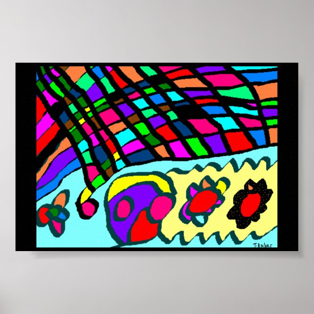 Ultraabstrakte Kunst auf schwarzem Poster (Vorne)