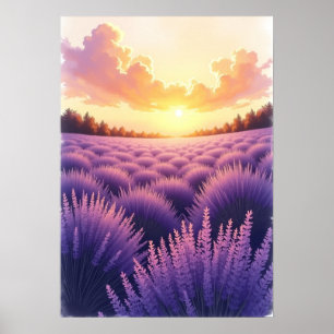 Ultradetaillierte Lavendellandschaft Poster