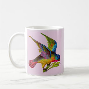 ultralfarbener Viktorianischer Vogeldruck Kaffeetasse