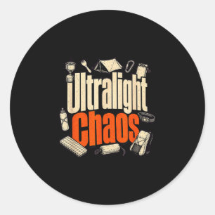 Ultralight Chaos Wandern lustiger Rucksacktourist Runder Aufkleber