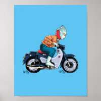 Ultraman fährt ein altes Motorrad