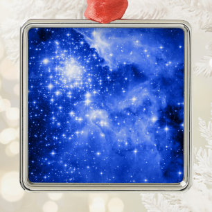Ultramarinblaue Sterne Ornament Aus Metall