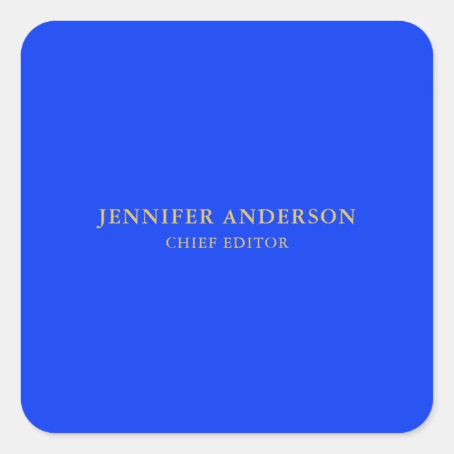 Ultramarine Blue Gold Professional Modern Plain Quadratischer Aufkleber (Vorderseite)