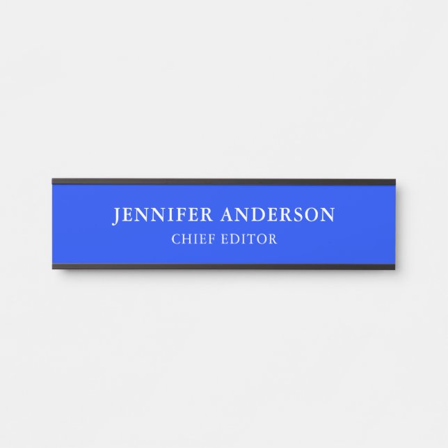 Ultramarine Blue Professional Modern Plain Türschild (Vorderseite )