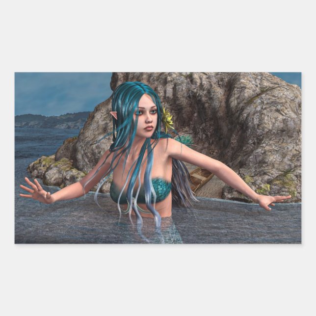 Ultramarine Mermaid Rechteckiger Aufkleber (Vorderseite)