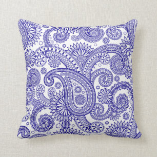 Ultramarine Paisley Floral Swirl Kissen