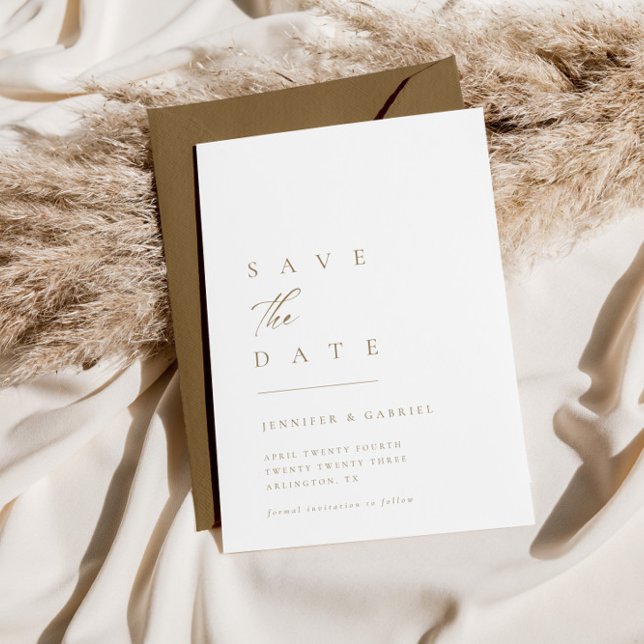 Ultraminimale Goldtypografie Save the Date | Einladung (Von Creator hochgeladen)