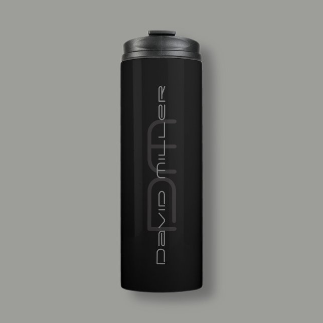 Ultramoderne Bezeichnung und Monogramm | Dunkelgra Thermosbecher (Von Creator hochgeladen)