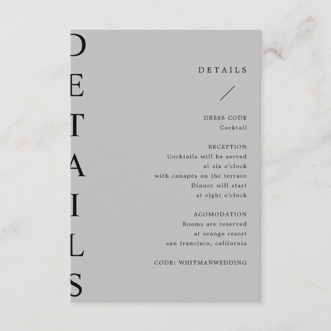 ultramoderne Hochzeitskarte Begleitkarte (Vorderseite)