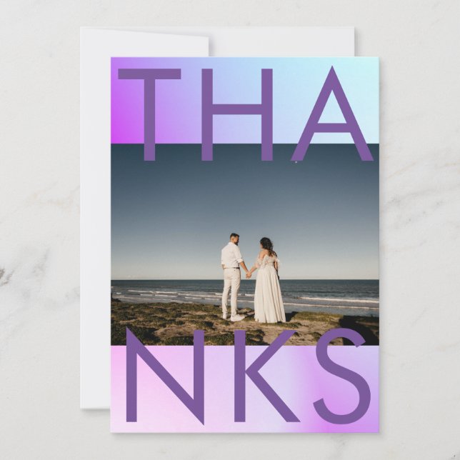 Ultramoderne Lila Hochzeit im Herbst Dankeskarte (Vorderseite)