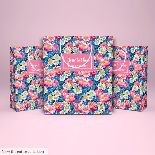 Ultramoderne magentafarbene, rosa Geschenktasche Mittlere Geschenktüte (Ultra modern magenta pink floral gift bag wrap)
