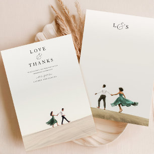 Ultramoderne Minimalistische 2-Foto Hochzeit Dankeskarte