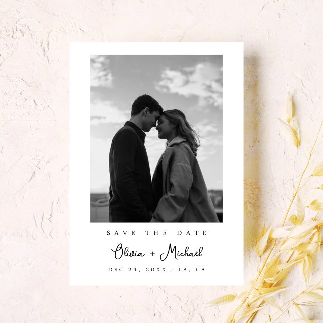 Ultramoderne Minimalistische Typografie-Foto-Hochz Save The Date (Von Creator hochgeladen)