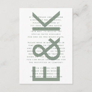Ultramoderne, muffige Big Monogram Sage Green Wedd Begleitkarte