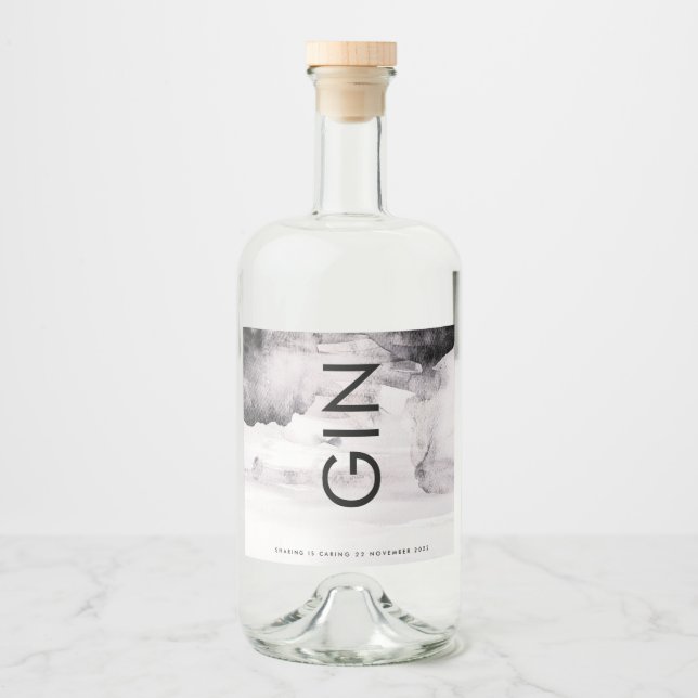 Ultramoderne neutrale Hochzeit Alkoholflaschenetikett (Vorderseite)