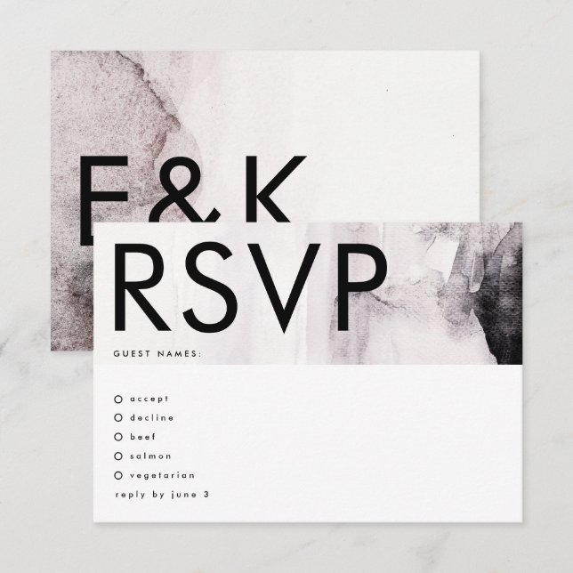 Ultramoderne neutrale Hochzeit RSVP Karte (Vorne/Hinten)